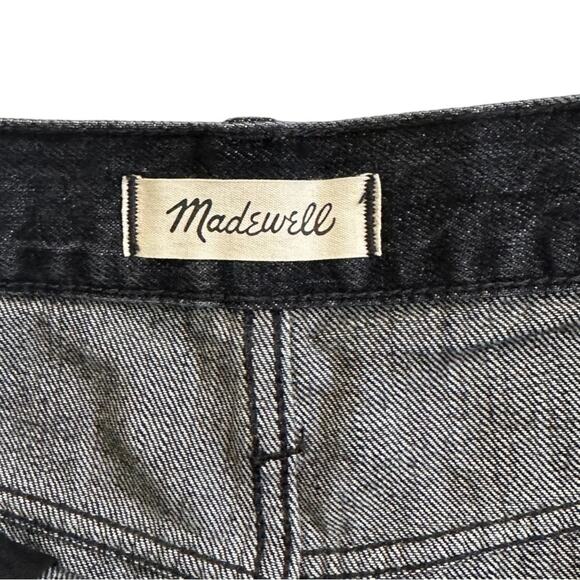 Madewell Size 24 Black Denim Shorts Relaxed Fit Button Fly High Waisted - Picture 6 of 7